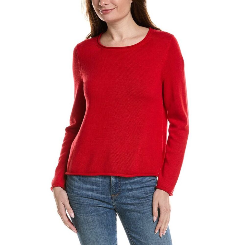 Eileen Fisher Womens  Jewel Neck Sweater, Red